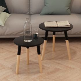 Scandinavian Round Side Table Set – Black & Natural (Set of 2) Scandinavian Round Side Table Set – Black & Natural (Set of 2)